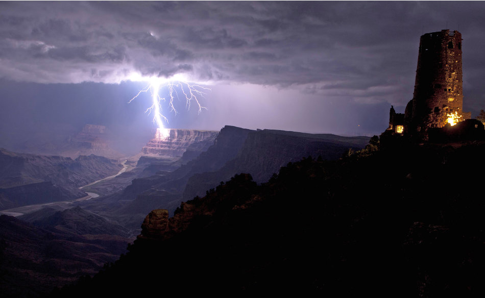 Lightning striking Grand Canyon