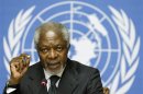 U.N.-Arab League mediator Annan addresses a news conference at the United Nations in Geneva