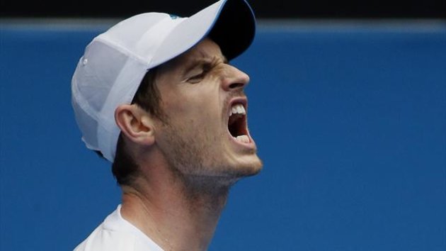 Andy Murray of Britain reacts during his men's singles match against Feliciano Lopez of Spain (Reuters)