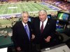 FILE - In this Feb. 3, 2002, file photo, Fox broadcasters Pat Summerall, left, and John Madden stand in the booth at Louisiana Superdome before the NFL Super Bowl XXXVI football game in New Orleans. Fox Sports spokesman Dan Bell said Tuesday, April 16, 2013, that Summerall, the NFL player-turned-broadcaster whose deep, resonant voice called games for more than 40 years, has died at the age of 82. (AP Photo/Ric Feld, File)
