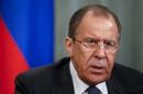 Russian Foreign Minister Lavrov speaks during news conference after meeting with his Chinese counterpart Wang in Moscow