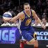 Warriors' Curry competes in the skills challenge event during the NBA basketball All-Star weekend in Los Angeles