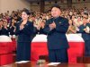 North Korean leader Kim Jong Un and Ri Sol-Ju enjoy a performance by the Moranbong band in Pyongyang