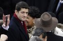 Rep. Paul Ryan, R-Wis., arrives at the ceremonial swearing-in for President Barack Obama at the U.S. Capitol during the 57th Presidential Inauguration in Washington, Monday, Jan. 21, 2013. (AP Photo/Carolyn Kaster)