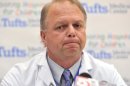 Dr. Brien Barnewolt, chair of emergency medicine at Tufts Medical Center, speaks to reporters on April 16.