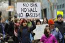 Activists march to protest against President Donald Trump's travel ban in Portland, Oregon, U.S.