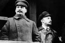 FILE - In this Nov. 21, 1930, file photo, from left to right, former Russian leader Josef Stalin and Soviet politician Nikolai Bukharin are seen together, in Moscow. North Korea's execution of Kim Jong-Un's uncle, on Thursday, Dec. 12, 2013, reminds many of the ways in which 20th century dictators such as Stalin, Adolf Hitler and Mao Zedong methodically ousted their opponents. Stalin and his cronies set up show trials of the late 1930s to convict and execute potential rivals — often with trumped-up charges and forced confessions. Bukharin was shot for spying. (AP Photo/File)