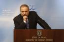 Israeli Foreign Minister Avigdor Lieberman pictured at a joint press conference at the foreign ministry in Jerusalem on April 22, 2014