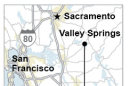 Map locates Valley Springs, Ca.
