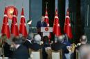Turkey's President Erdogan addresses Turkish ambassadors at the Presidential Palace in Ankara
