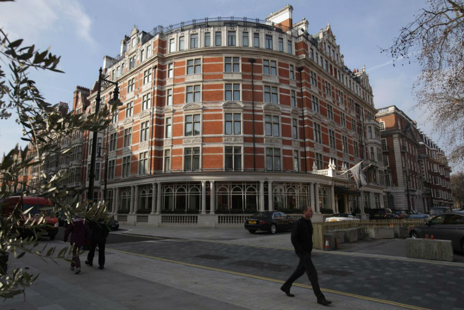 A general view of the Connaught Hotel in Mayfair in London, England.