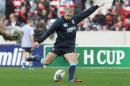 Cardiff's Leigh Halfpenny practices before the European Cup rugby union match between Toulon and Cardiff on January 11, 2014, at the Allianz Riviera stadium in Nice, southeastern France