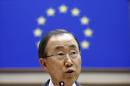 U.N. Secretary-General Ban Ki-moon addresses a plenary session of the EU Parliament in Brussels