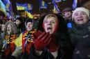 Pro-European integration protesters attend a rally at Independence Square in Kiev