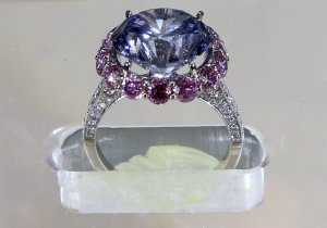 A 7.59-carat internally flawless blue diamond is on …