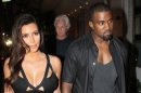 Kim Kardashian and Kanye West are seen leaving Prime 112 Steakhouse in Miami on October 14, 2012 -- Getty Premium