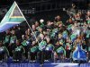 Flag-bearer Pistorius leads out South Africa's team at Olympic Stadium during opening ceremony of London 2012 Paralympic Games