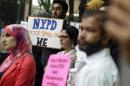 protesting the NYPD's program of infiltrating and informing on Muslim communities