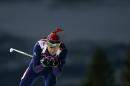 El noruego Ole Einar Bjoerndalen compite en el sprint de 10 kilómetros del biatlón de los Juegos Olímpicos de Inviernos el sábado 8 de febrero de 2014 en Krasnaya Polyana, Rusia. (AP Foto/Felipe Dana)