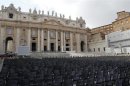 Chairs are seen in front of St.Peter's Basilica at the Vatican