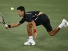 Djokovic of Serbia returns to Del Potro of Argentina during their men's singles quarterfinals match at the U.S. Open tennis tournament in New York
