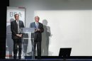 Jean-Paul Troadec, head of the Investigation and Analysis Bureau, and Alain Bouillard, investigator-in-charge of the BEA, attend a news conference at the BEA headquarters in Le Bourget