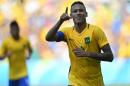 Brazil's Neymar celebrates after scoring a penalty against Honduras during their Rio 2016 Olympic Games men's football semifinal match at the Maracana stadium, on August 17, 2016