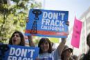 People protest against fracking in California