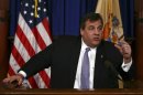 In this photo provided by the Office of the Governor of New Jersey, Gov. Chris Christie speaks at a news conference at New Jersey's State House on Wednesday, Jan. 2, 2013, in Trenton, N.J. Christie blasted fellow Republican John Boehner for the House Speaker's decision Tuesday to delay a vote on Superstorm Sandy relief and says the inaction is "inexcusable." Republican Rep. Peter King of New York on Wednesday said Boehner has promised votes to aid victims of Superstorm Sandy by Jan. 15. (AP Photo/New Jersey Governor's Office, Tim Larsen)