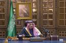 Saudi King Salman gives a speech following the death of King Abdullah in Riyadh