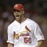 St. Louis Cardinals starting pitcher Adam Wainwright reacts after getting San Francisco Giants' Pablo Sandoval to ground out and end the sixth inning of Game 4 of baseball's National League championship series Thursday, Oct. 18, 2012, in St. Louis. (AP Photo/David J. Phillip)