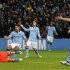 Manchester City's Sergio Aguero, David Silva and Edin Dzeko react after failing to score against Real Madrid during their Champions League Group D soccer match at The Etihad Stadium in Manchester