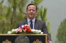 British Prime Minister Cameron speaks during a joint news conference with Pakistan's Prime Minister Sharif in Islamabad