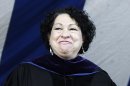 In this May 20, 2013, photo, Supreme Court Justice Sonia Sotomayor smiles after receiving a Honorary Doctor of Laws during commencement at Yale University in New Haven, Conn. Among her messages to graduates of Yale Law School, where Sotomayor received her law degree in 1979: A justice's life isn't all glamour. (AP Photo/Jessica Hill)