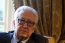 International mediator Lakhdar Brahimi is seen during a meeting with Arab League chief Nabil Elaraby during their meeting in Cairo