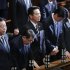 Japan's PM Noda and his cabinet members attend a lower house plenary session in Tokyo