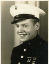 This photo provided by the National WWII Museum shows a photo of 22-year-old Marine Cpl. Thomas “Cotton” Jones, who died in the bloody assault on a Japanese-held island during World War II. Before Jones died, he wrote what he called his “last life request” to anyone who might find his diary: Please give it to Laura Mae Davis, the girl he loved. Laura Mae Davis Burlingame _ she married an Army Air Corps man in 1945 _ had given the diary to Jones, and didn’t know it had survived him until visiting the museum on April 24. (AP Photo/National WWII Museum)