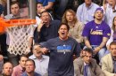 Fired up Dallas Mavericks Owner Mark Cuban NBA game between Dallas Mavericks and Los Angeles Lakers. Los Angeles won 109-93. Dallas, Texas - 21.03.12 WENN/Cherokee Michaels