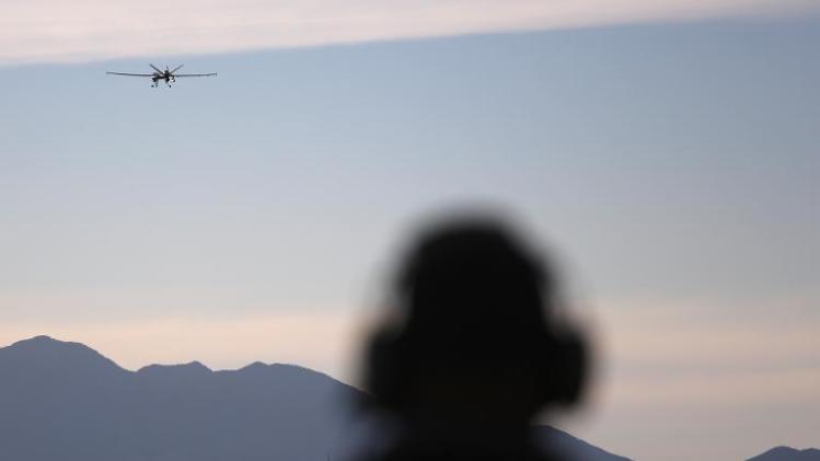 A US predator drone takes off for a surveillance flight near the Mexican border on March 7, 2013