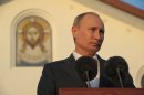 In this Tuesday, June 26, 2012 photo, Russian President Vladimir Putin speaks at an opening ceremony of a hotel for pilgrims of the Russian Orthodox Church in Jordan.(AP Photo/RIA-Novosti, Alexei Druzhinin, Presidential Press Service)