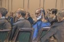An artist sketch shows Abu Ghaith at a hearing in a Manhattan federal court in New York