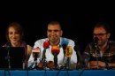 Bennour, coordinator of the Tunisia Tamarod movement, speaks at a news conference in Tunis