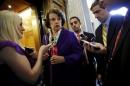 Feinstein speaks with reporters the weekly after party caucus luncheons at the U.S. Capitol in Washington