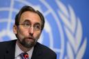 High Commissioner of the United Nations for Human Rights Zeid Ra'ad al-Hussein attends a press conference on October 16, 2014 in Geneva