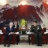 United States Secretary of the Navy Mabus talks with China's Defense Minister Liang during a meeting in Beijing