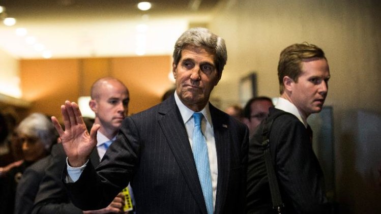 US Secretary of State John Kerry after meeting with Russian Foreign Minister Sergey Lavrov on September 24, 2013 in New York City