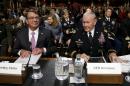 U.S. Defense SecretaryÂ Carter and Chairman of the Joint Chiefs of Staff General Dempsey take their seats to testify hearing on Capitol Hill in Washington