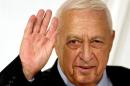 -FILE PHOTO 10MAR05- Israeli Prime Minister Ariel Sharon gestures at the end of his Likud Party's wo..