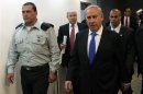 Israel's Prime Minister Netanyahu arrives at the weekly cabinet meeting in Jerusalem