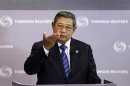 Indonesia's President Yudhoyono talks at a Reuters Newsmaker event in Singapore